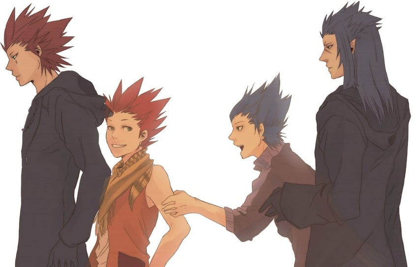 axel, saix, lea, and isa (kingdom hearts and 1 more) drawn by minatoya_mozuku