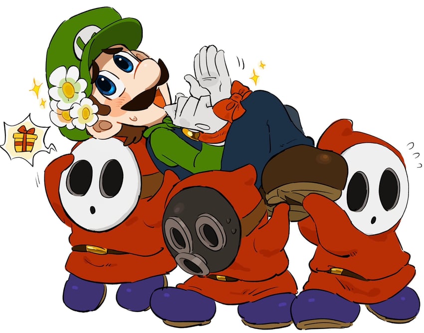 luigi, shy guy, and snifit (mario and 1 more) drawn by mimimi_(mimimim9999)