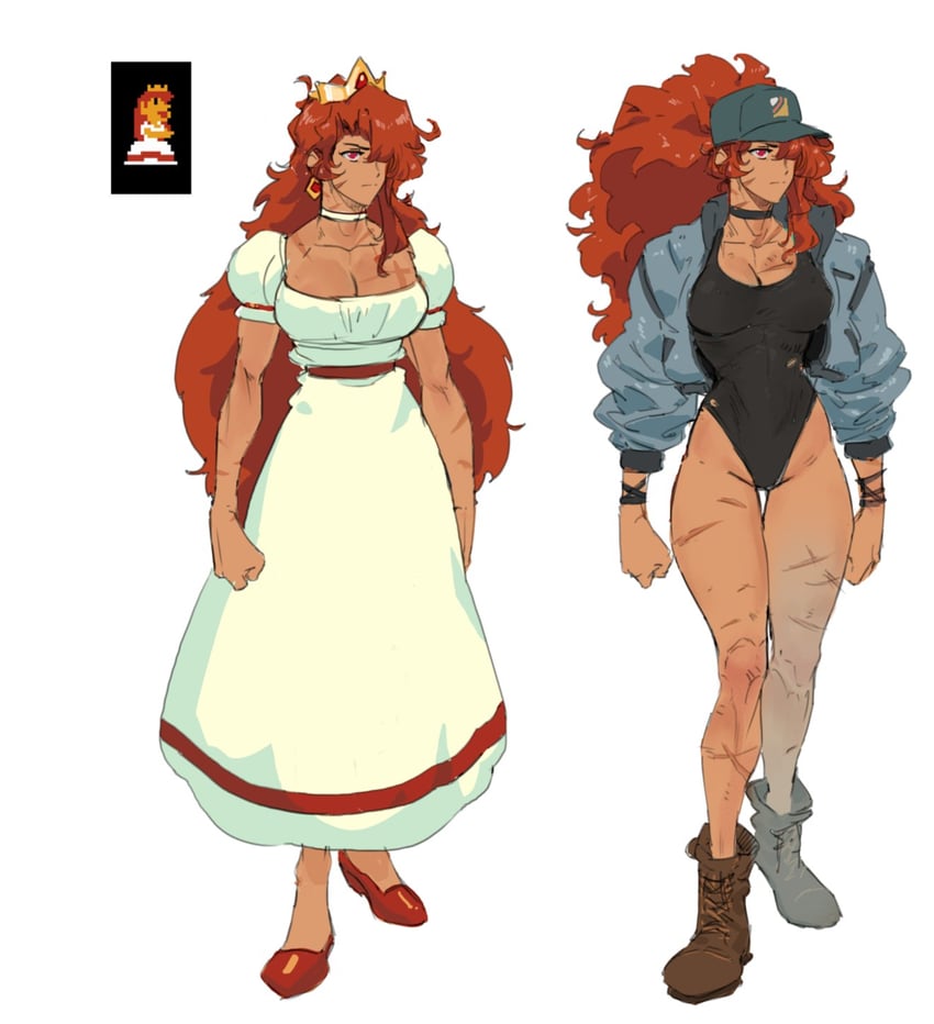 princess peach and maria (mario and 2 more) drawn by david_liu