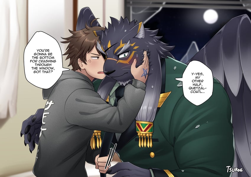 protagonist 4 and tezcatlipoca (tokyo afterschool summoners) drawn by tsuroe