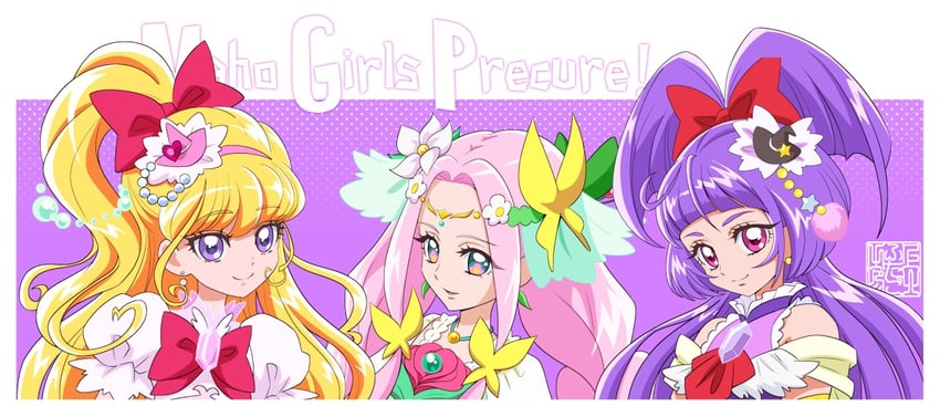 asahina mirai, izayoi liko, cure miracle, cure magical, hanami kotoha, and 1 more (precure and 1 more) drawn by kamikita_futago