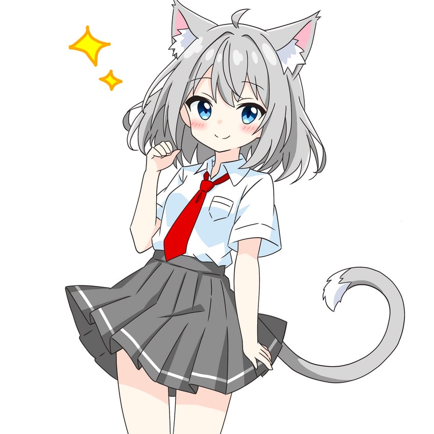 grey-haired cat girl (original) drawn by kotatsu-mazoku