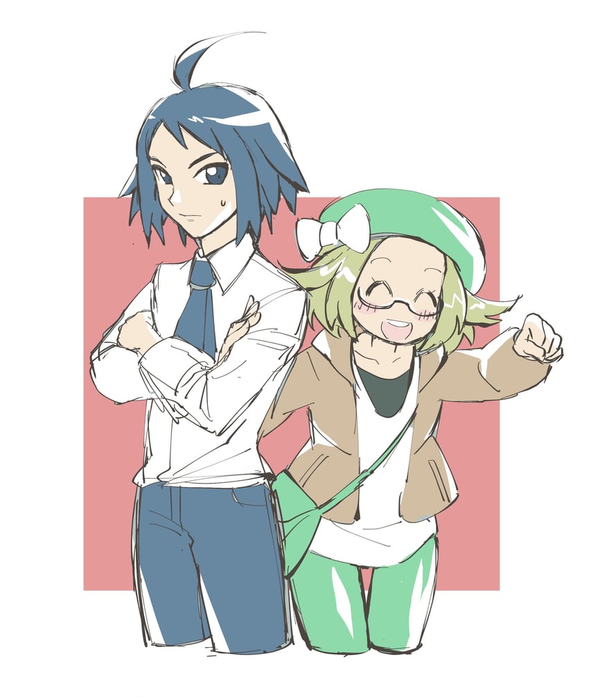 bianca and cheren (pokemon and 1 more) drawn by sunny_(gogo18)