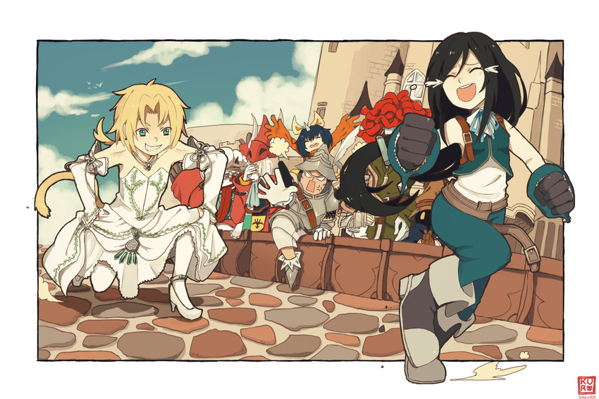 moogle, zidane tribal, garnet til alexandros xvii, vivi ornitier, eiko carol, and 5 more (final fantasy and 1 more) drawn by kuro_sakura