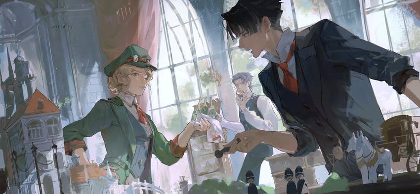 kazuma asogi, barok van zieks, and gina lestrade (ace attorney and 1 more) drawn by liyuliyuzhou