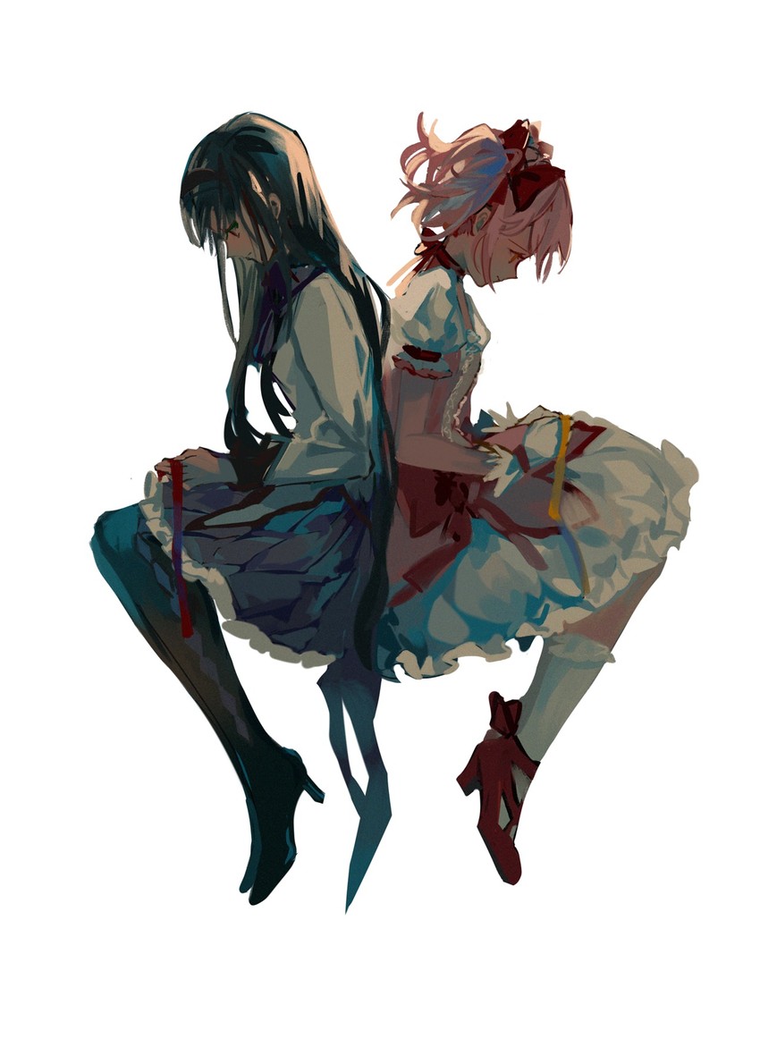 akemi homura and kaname madoka (mahou shoujo madoka magica) drawn by wttwj