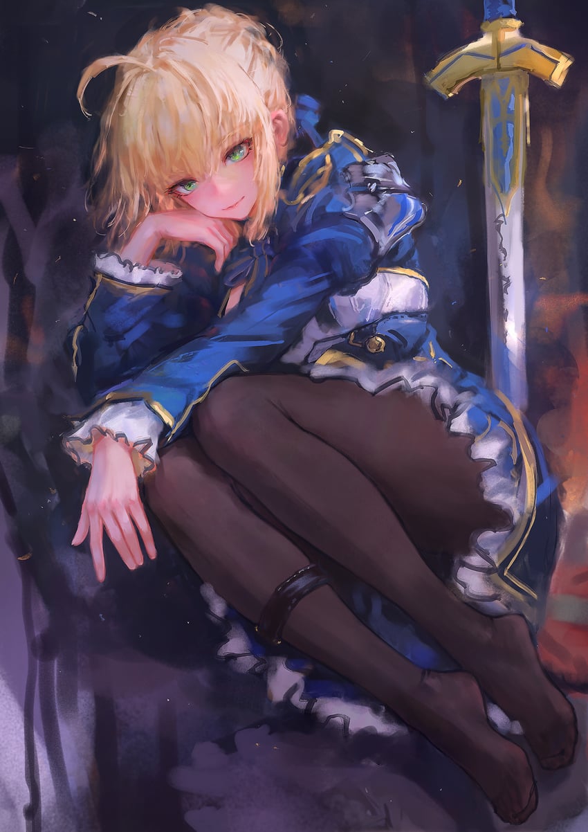 artoria pendragon and saber (fate and 4 more) drawn by hjwhuhu