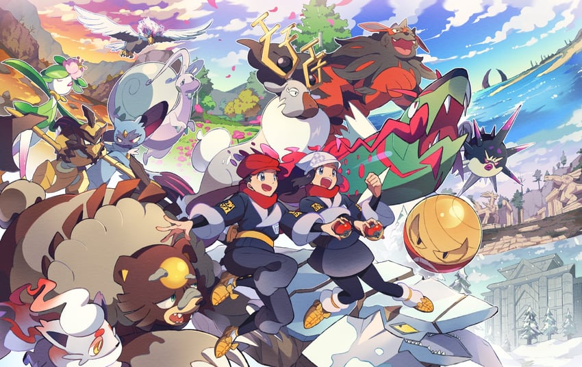 akari, rei, hisuian zorua, sneasler, hisuian braviary, and 10 more (pokemon and 1 more) drawn by selyg15