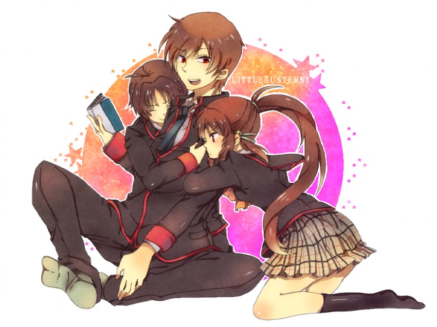 natsume rin, naoe riki, and natsume kyousuke (little busters!) drawn by juri_(nattoutomato)