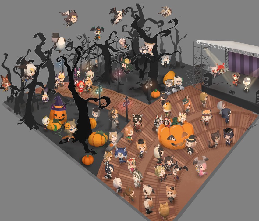 serval, common raccoon, fennec, silver fox, japanese crested ibis, and 61 more (kemono friends and 1 more) drawn by tatsuno_newo