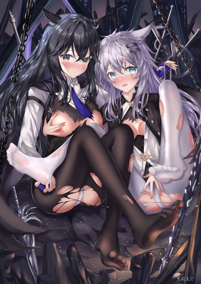 texas, lappland, and texas the omertosa (arknights) drawn by heiyulingkong
