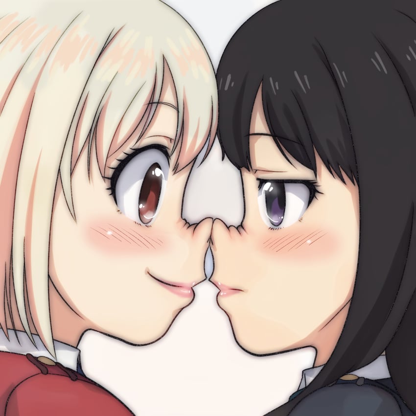 nishikigi chisato and inoue takina (lycoris recoil) drawn by t_jiroo_(ringofriend)
