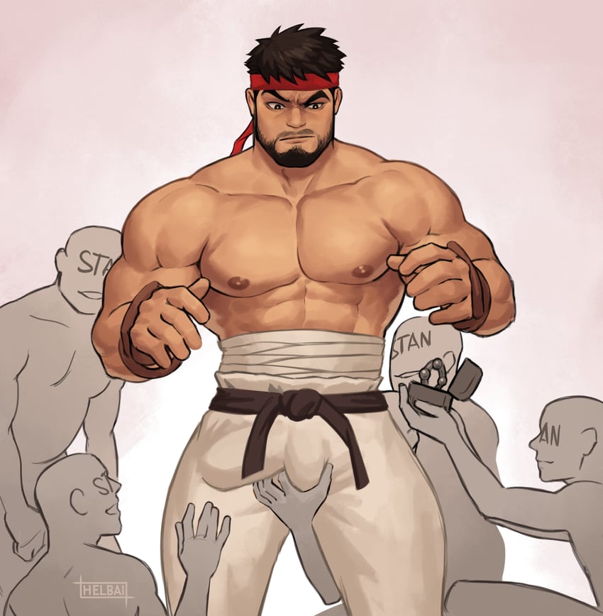 ryu (street fighter and 1 more) drawn by helbai