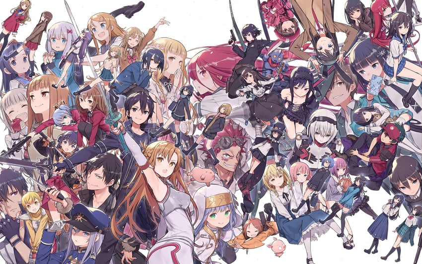 asuna, holo, kirito, aisaka taiga, izumi sagiri, and 46 more (toaru majutsu no index and 46 more) drawn by kuroboshi_kouhaku