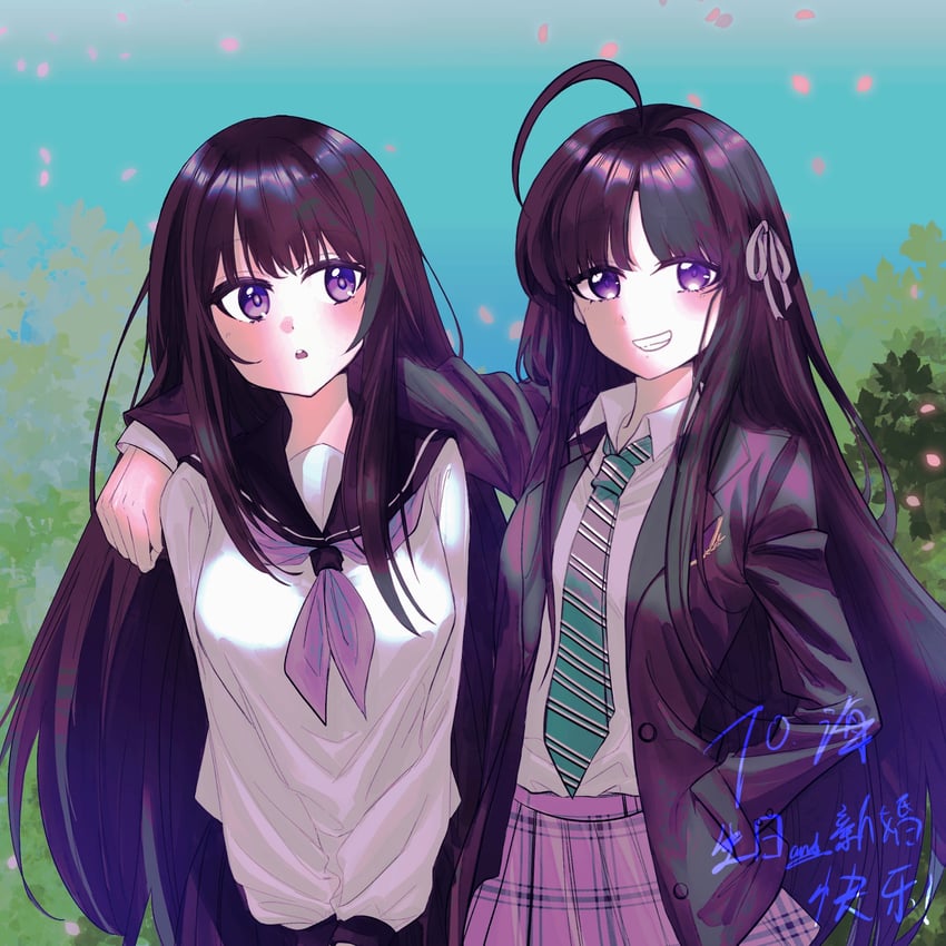chitanda eru and awa subaru (girls band cry and 1 more) drawn by lingzeerxisi