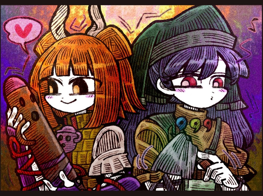 haniyasushin keiki and joutouguu mayumi (touhou) drawn by suenari_(peace)