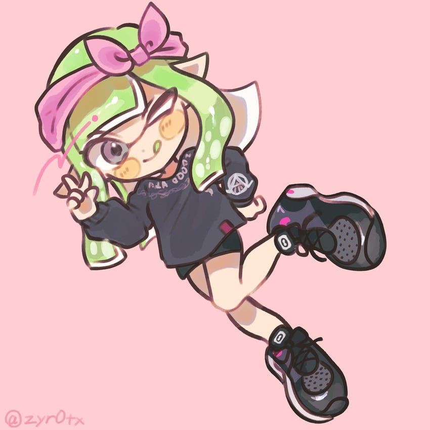inkling player character and inkling girl (splatoon) drawn by payayo884