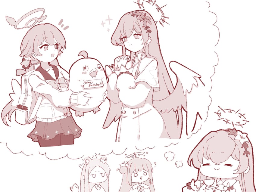 mika, seia, hifumi, peroro, and nagisa (blue archive) drawn by uni_gyoza