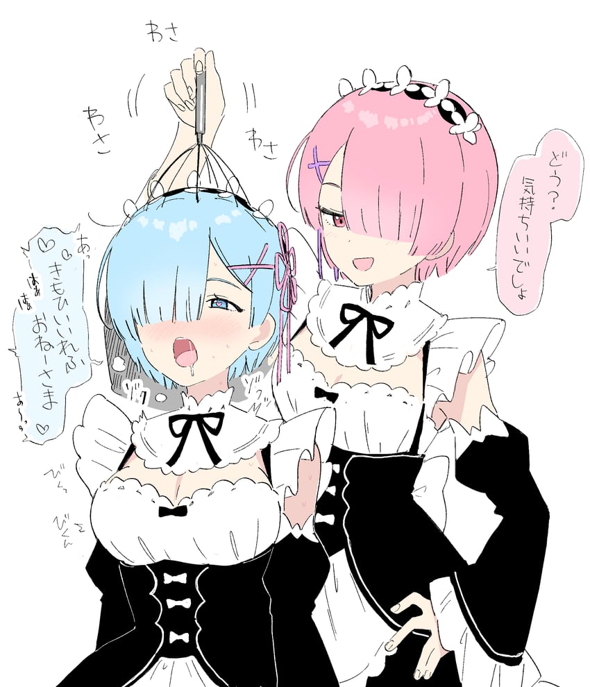 rem and ram (re:zero kara hajimeru isekai seikatsu) drawn by mameroku