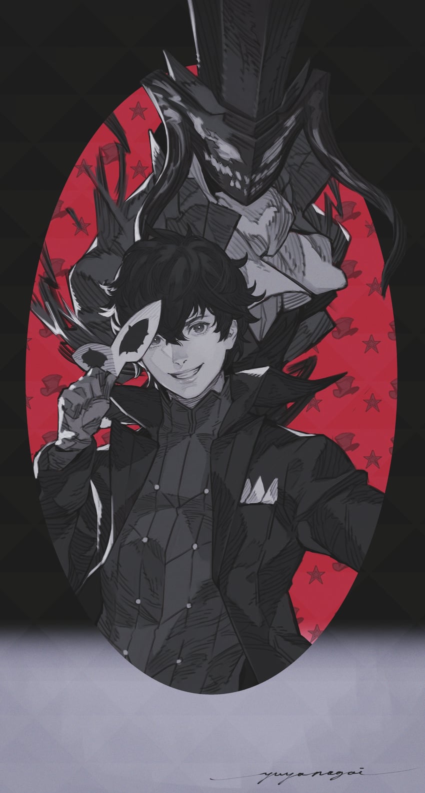 amamiya ren, joker, and arsene (persona and 1 more) drawn by v8