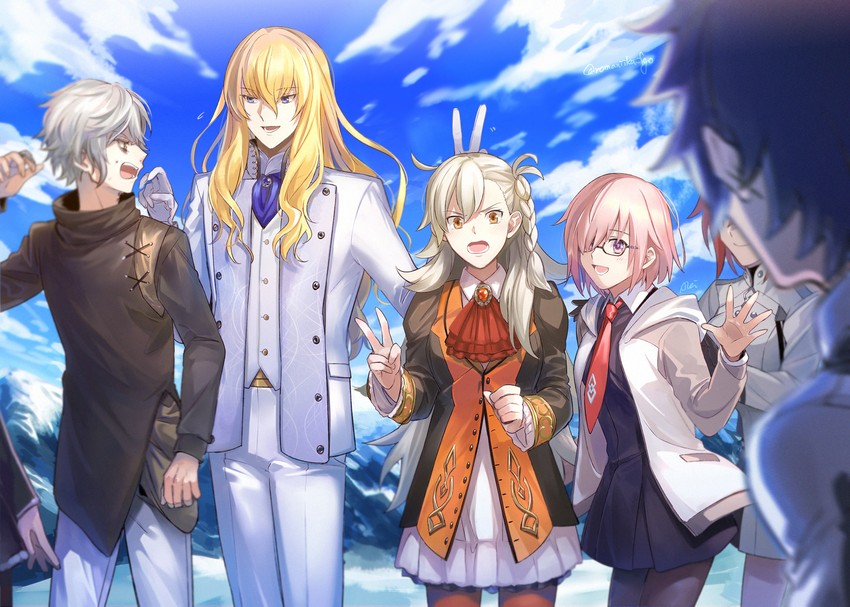 mash kyrielight, fujimaru ritsuka, olga marie animusphere, kadoc zemlupus, kirschtaria wodime, and 1 more (fate and 1 more) drawn by aki_(neyuki41028)