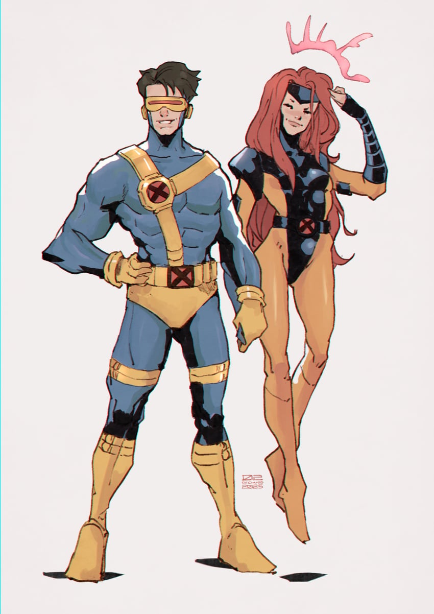 cyclops and jean grey (marvel and 1 more) drawn by 02ofclubs