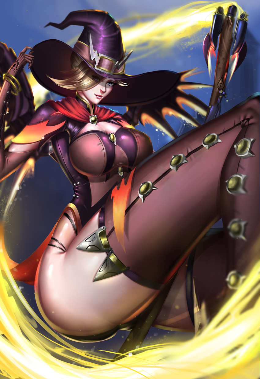 mercy and witch mercy (overwatch and 1 more) drawn by akiak1