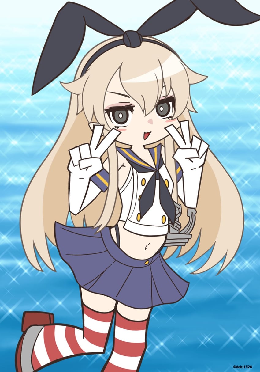 shimakaze (kantai collection and 1 more) drawn by daichi_(daiti1318)