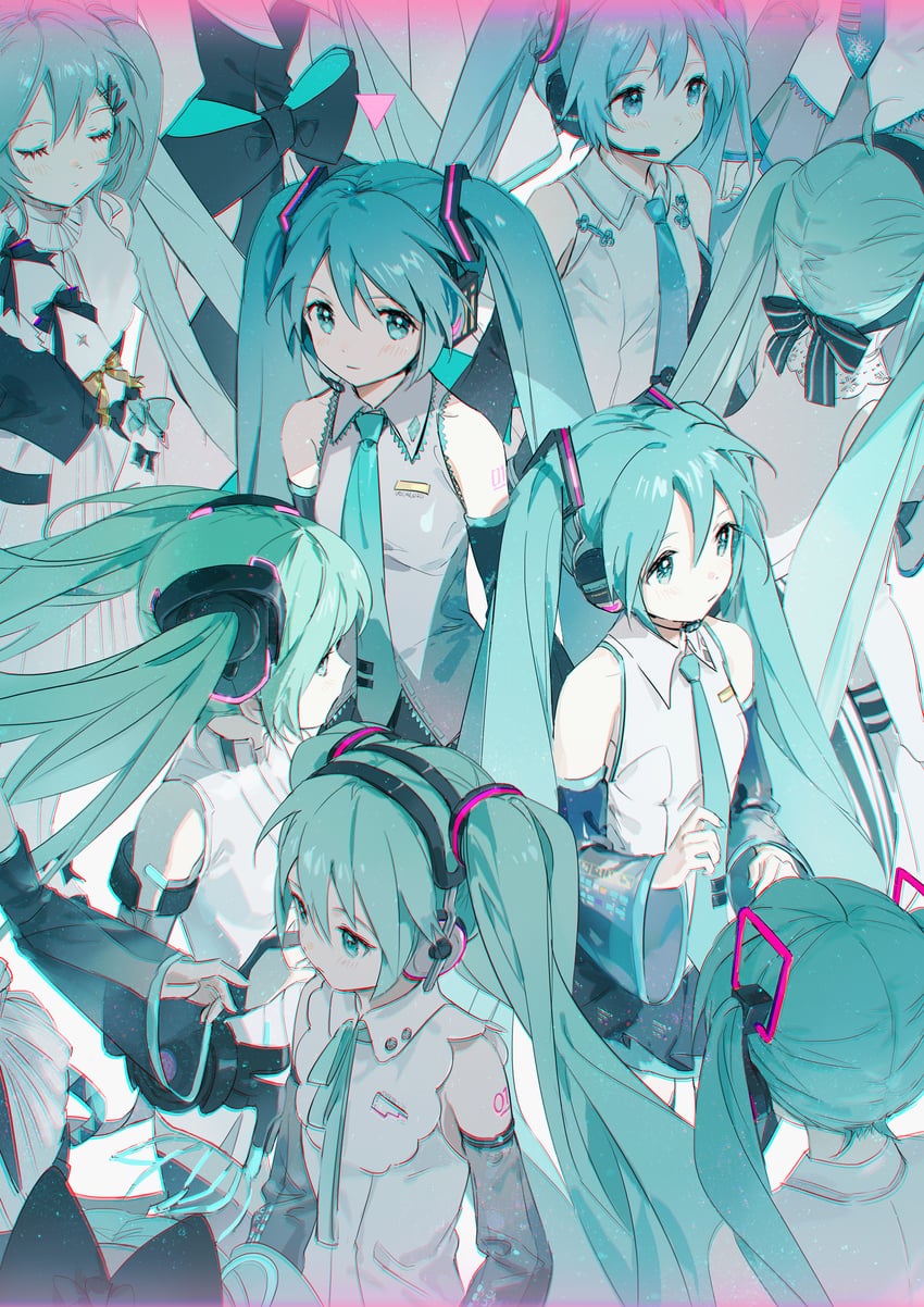 hatsune miku, yuki miku, and magical mirai miku (vocaloid and 4 more) drawn by balabling