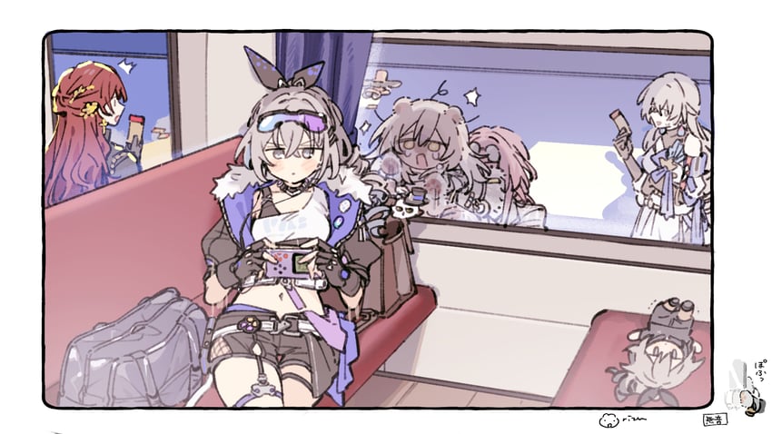 trailblazer, stelle, kafka, silver wolf, himeko, and 2 more (honkai and 1 more) drawn by rizu033