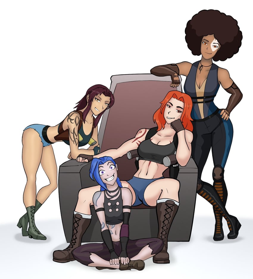 jinx, arcane jinx, revy, domino, crash, and 1 more (original and 14 more) drawn by spacemaxmarine