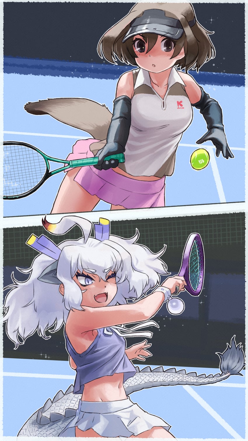 white dragon and platypus (kemono friends) drawn by toriny