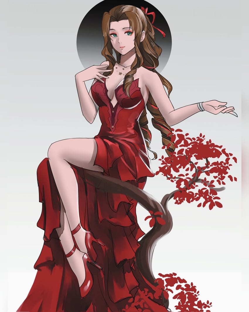 aerith gainsborough (final fantasy and 2 more) drawn by notgustiarp