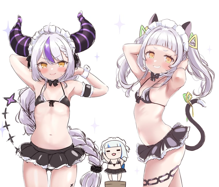 gawr gura, la+ darknesss, murasaki shion, and smol gura (hololive and 1 more) drawn by cocozasa