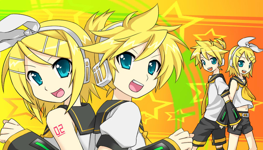 kagamine rin and kagamine len (vocaloid) drawn by aisora