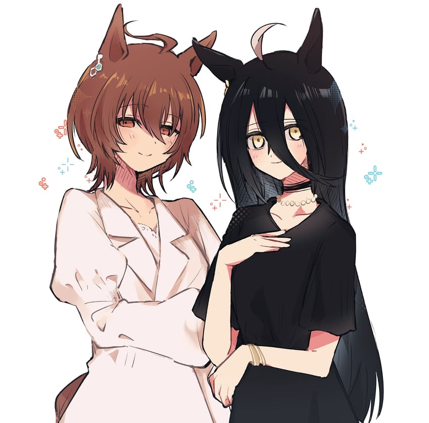 agnes tachyon and manhattan cafe (umamusume) drawn by mitsu_(cr_kun)