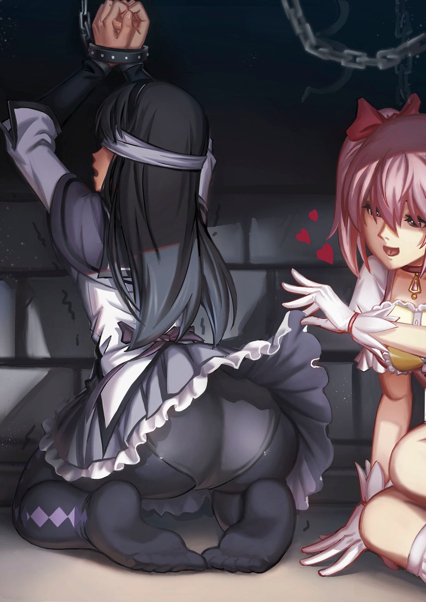 akemi homura and kaname madoka (mahou shoujo madoka magica) drawn by streamingsun
