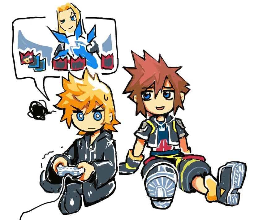 sora, roxas, and vexen (kingdom hearts and 2 more) drawn by snoozaga