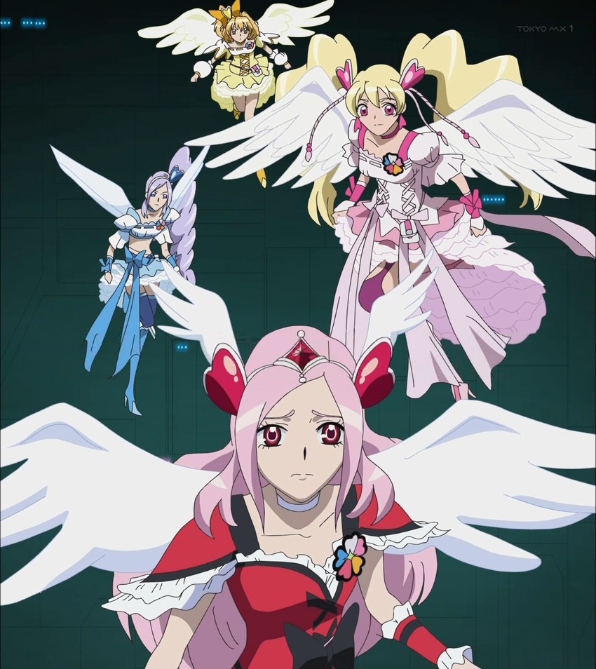 higashi setsuna, momozono love, cure peach, yamabuki inori, aono miki, and 3 more (precure and 1 more)