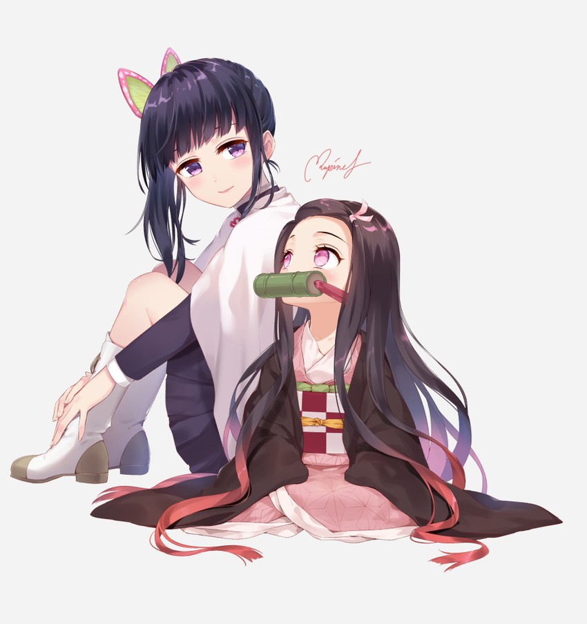 kamado nezuko and tsuyuri kanao (kimetsu no yaiba) drawn by rupinesu