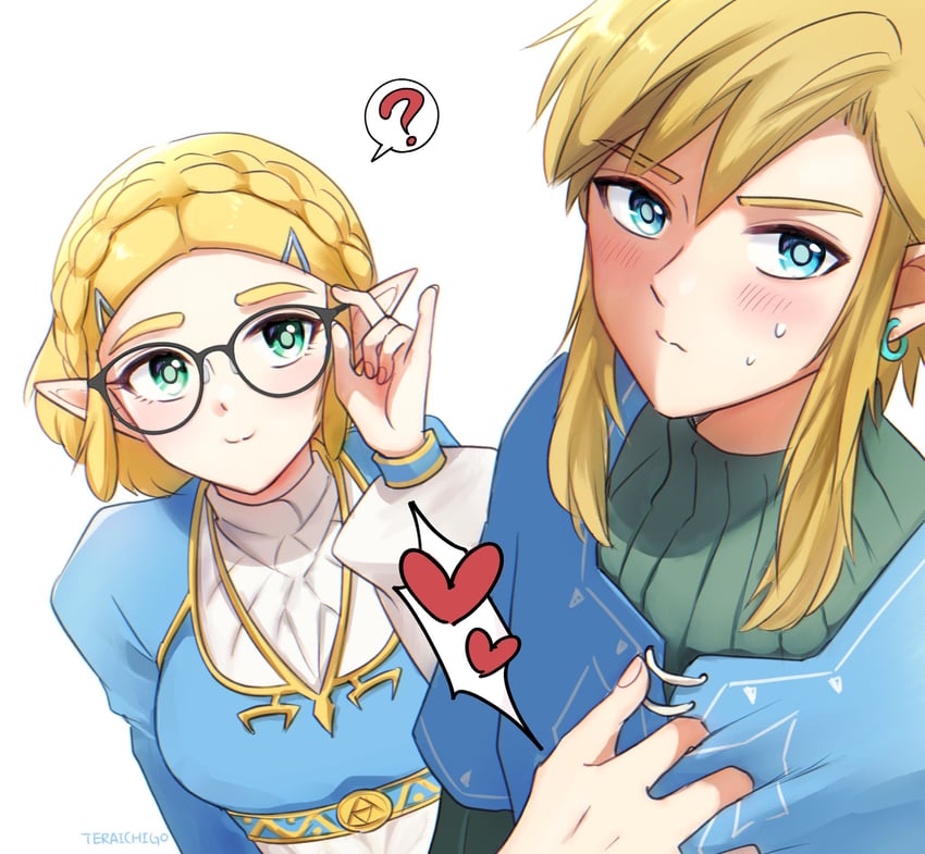 link and princess zelda (the legend of zelda and 1 more) drawn by teraichigo