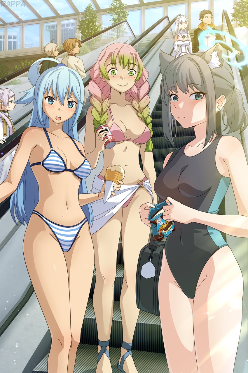 shiroko, frieren, aqua, emilia, kanroji mitsuri, and 3 more (blue archive and 6 more) drawn by rappa_(sirrappa)