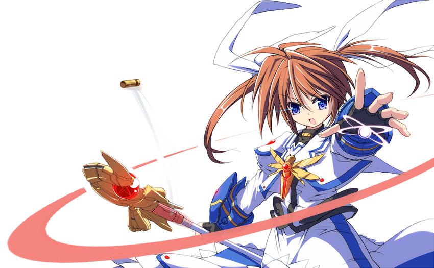 takamachi nanoha and raising heart (lyrical nanoha and 2 more) drawn by eto_(ikumika)