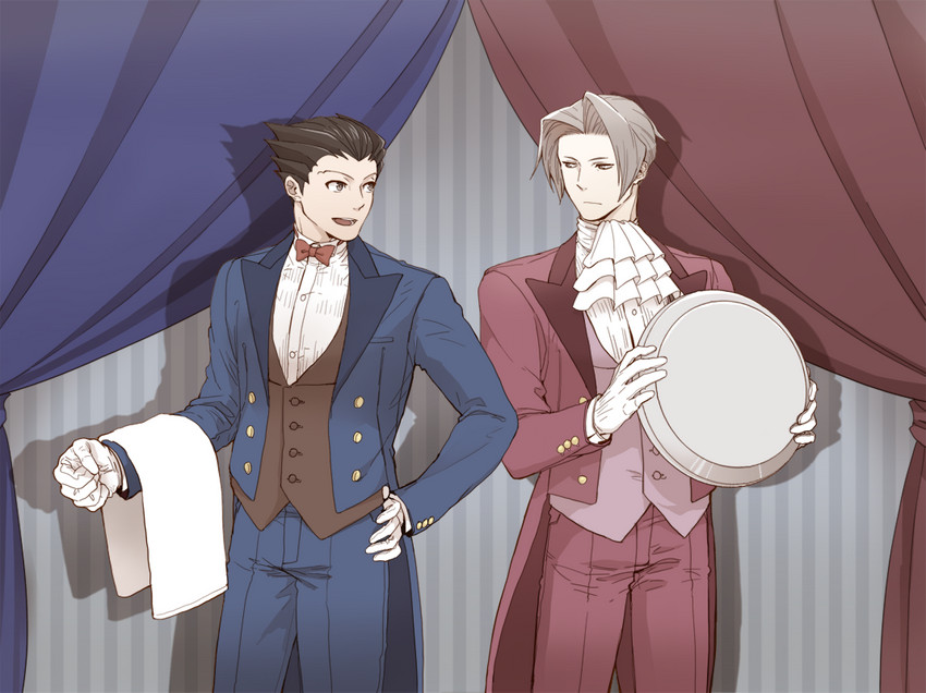 phoenix wright and miles edgeworth (ace attorney) drawn by chizuma