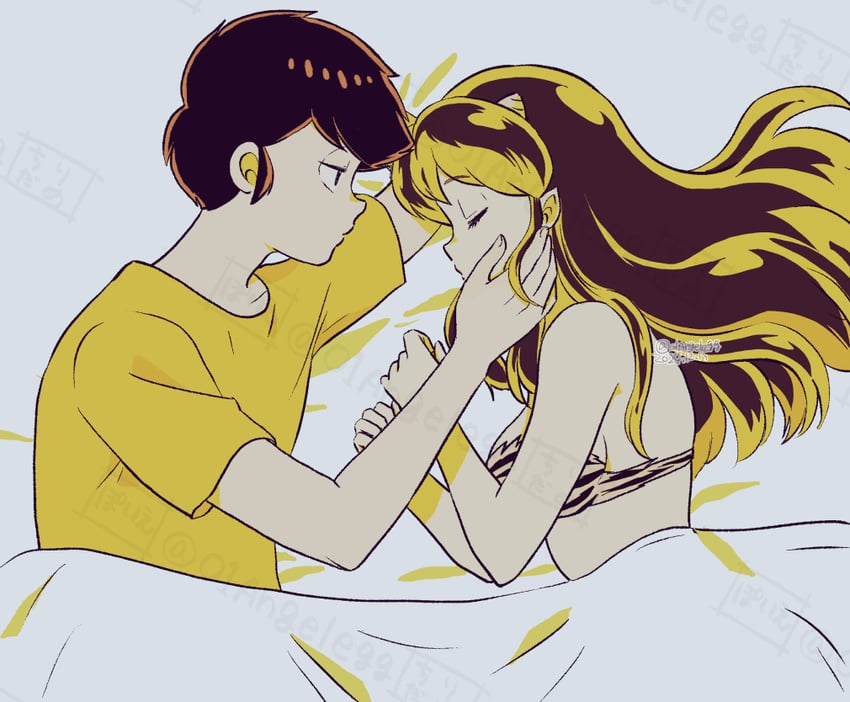 lum and moroboshi ataru (urusei yatsura) drawn by 01angelegg