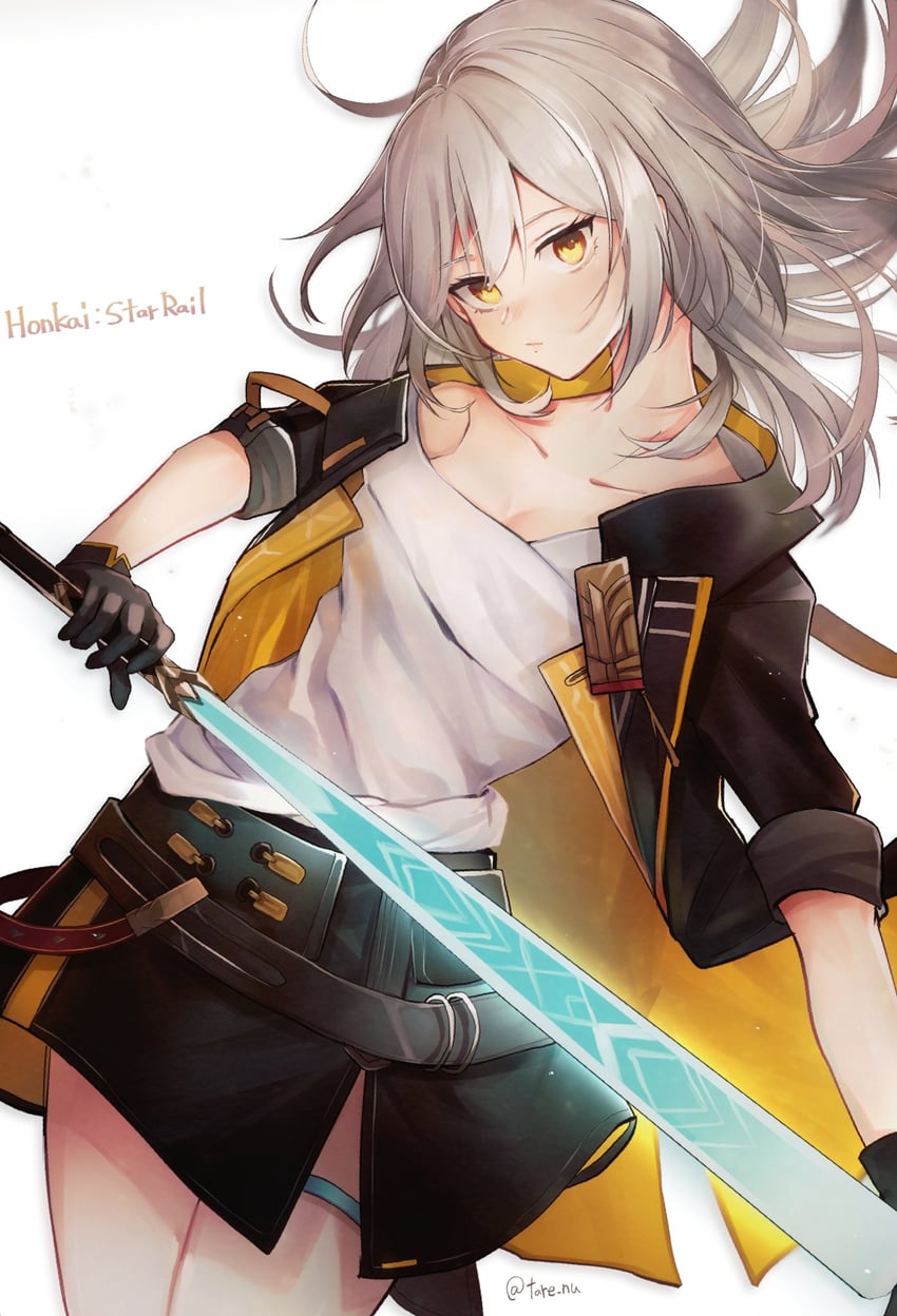 trailblazer and stelle (honkai and 1 more) drawn by tare_(tonikaku_magaru)