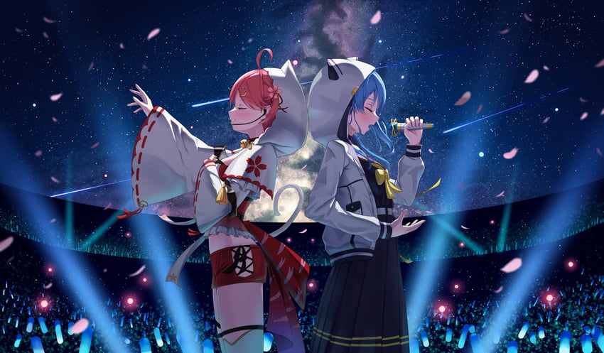 hoshimachi suisei and sakura miko (hololive) drawn by asakura_(asa_t77)