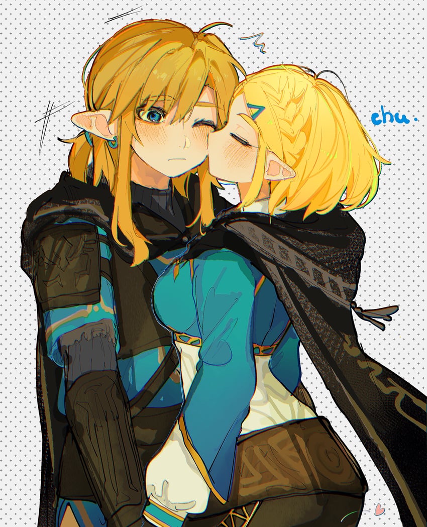 link and princess zelda (the legend of zelda and 1 more) drawn by shanodesu