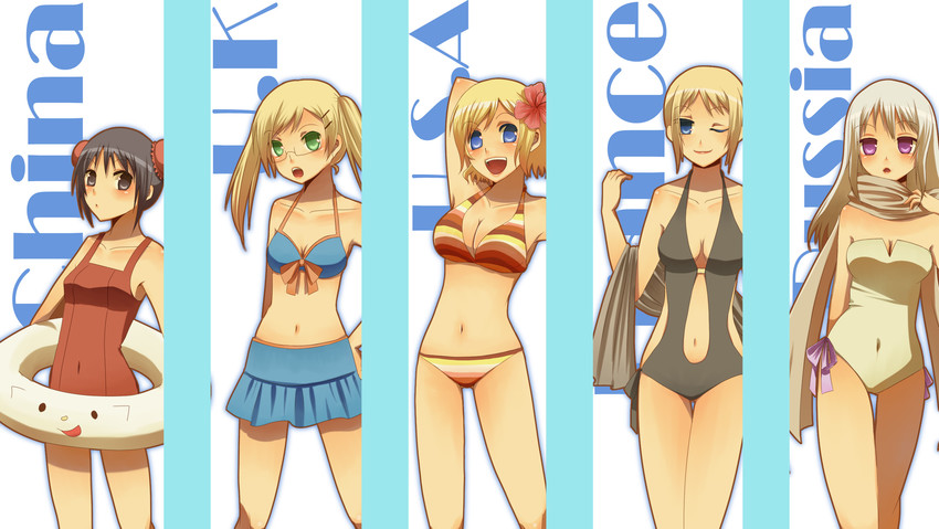 america, united kingdom, russia, france, and china (axis powers hetalia)