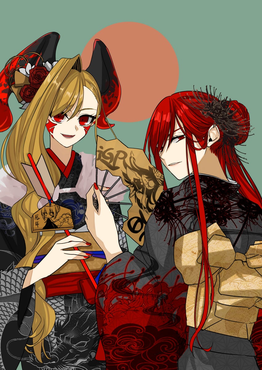 nero claudius, oda nobunaga, and queen draco (fate and 1 more) drawn by hiyoko_no_tamago